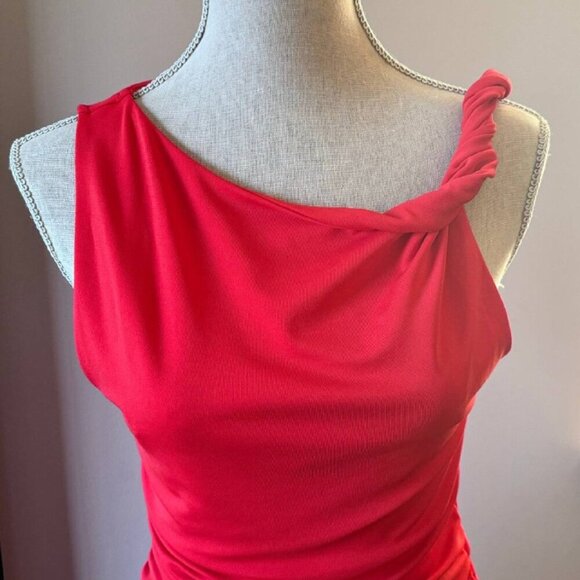 NWT! ZARA Asymmetrical Stretchy Little Red Dress - Size Large - Picture 7 of 8